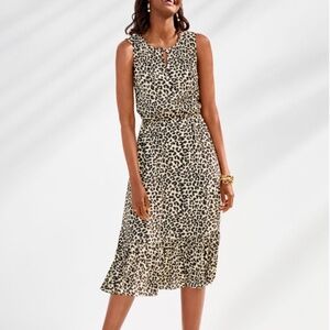 Talbots White Cheetah Print Midi Dress